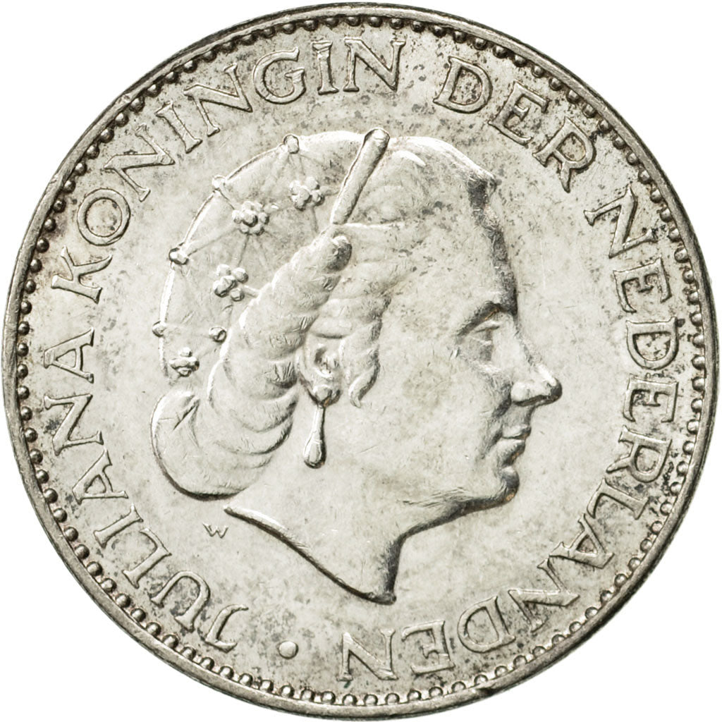 Coin, Netherlands, Juliana, Gulden, 1964, AU(50-53), Silver, KM:184