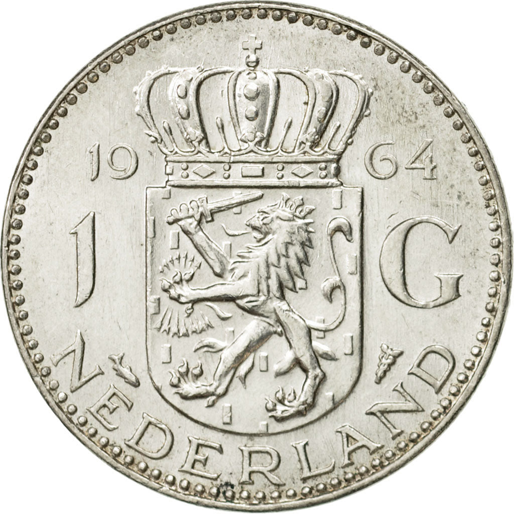 Coin, Netherlands, Juliana, Gulden, 1964, AU(50-53), Silver, KM:184