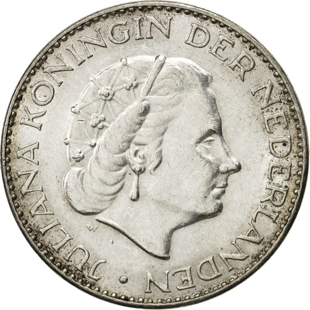 Coin, Netherlands, Juliana, Gulden, 1964, AU(50-53), Silver, KM:184