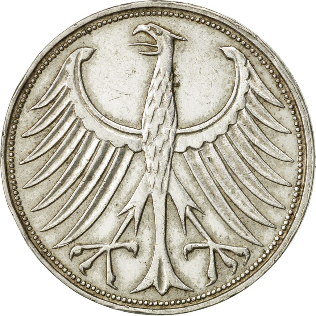 Moneta, GERMANIA - REPUBBLICA FEDERALE, 5 Mark, 1967, Hamburg, BB, Argento