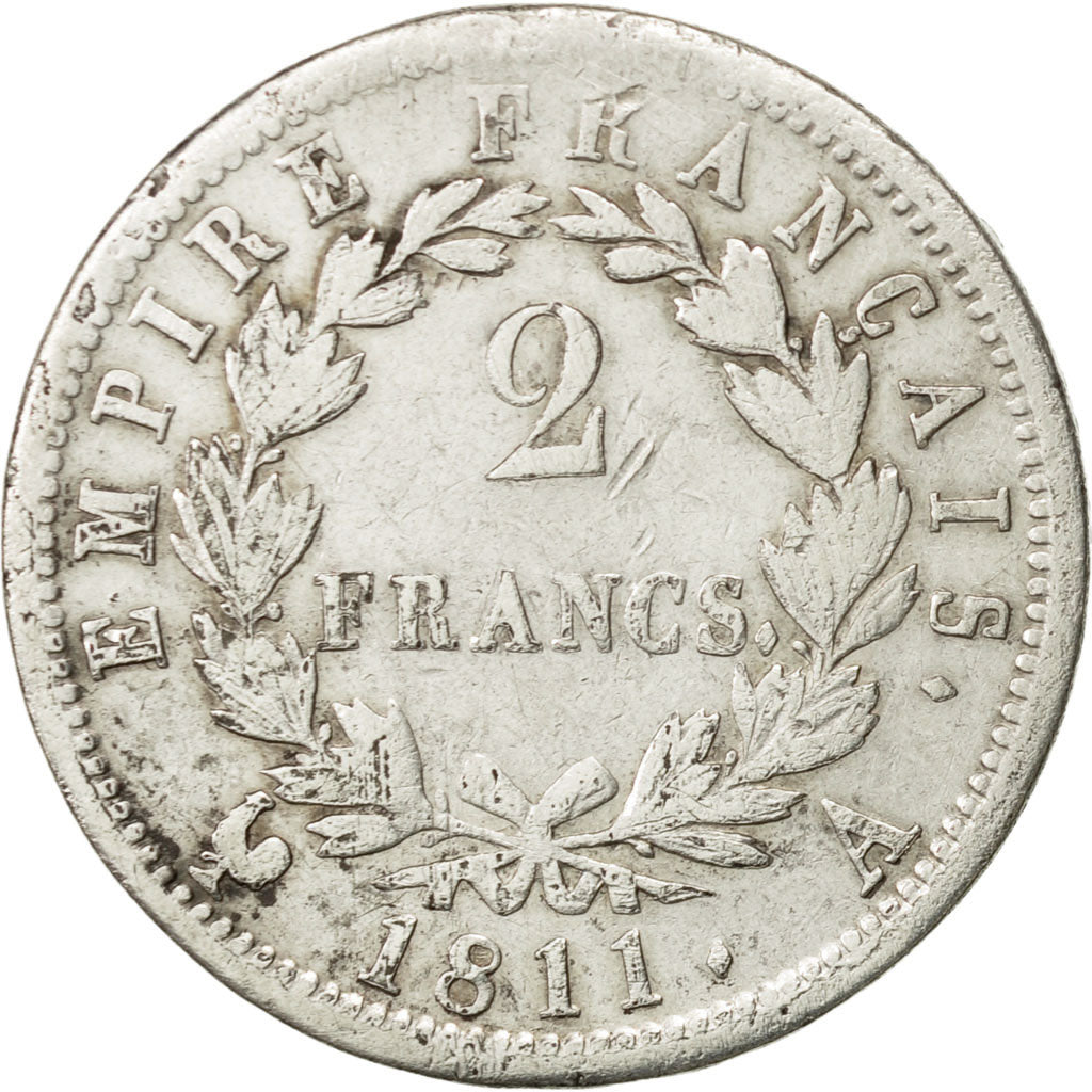 France, Napoléon I, 2 Francs, 1811, Paris, TB, Argent, KM:693.1, Gadoury:501