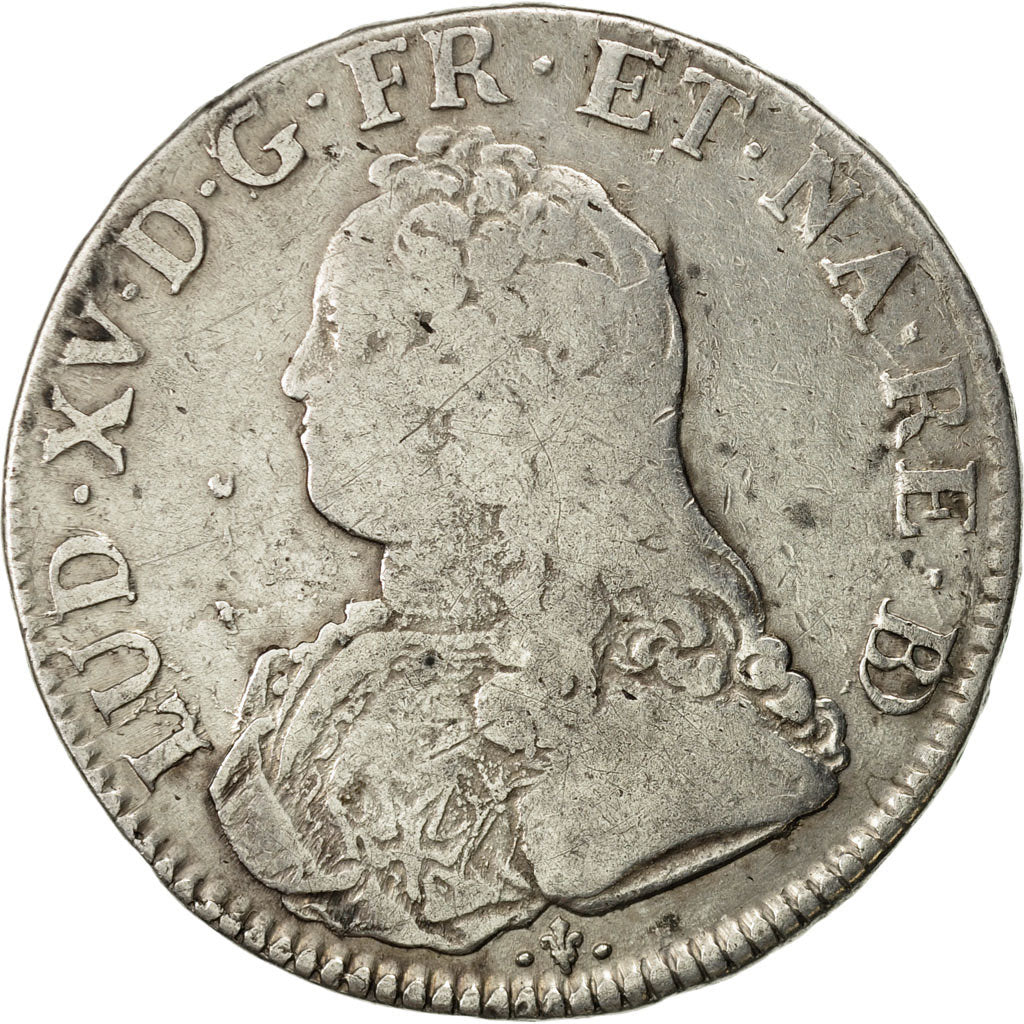 France, Louis XV, Écu de Béarn aux branches d'olivier,1727, Pau,VF(20-25),KM 487