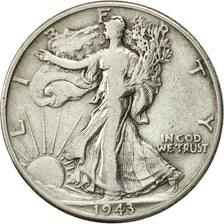 United States, Walking Liberty Half Dollar,1943, Denver, EF(40-45), KM 142