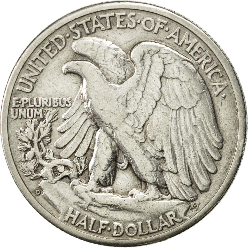 United States, Walking Liberty Half Dollar,1943, Denver, EF(40-45), KM 142