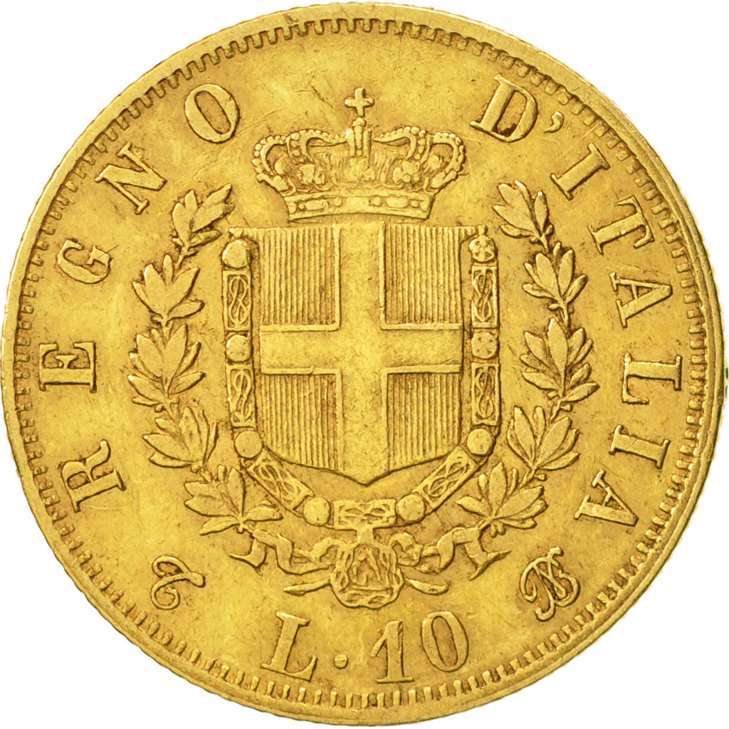 Italy, Vittorio Emanuele II, 10 Lire, 1863, Torino, EF(40-45), Gold, KM:9.3