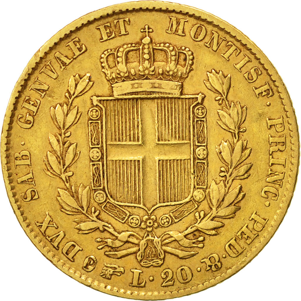 Coin, ITALIAN STATES, SARDINIA, Carlo Alberto, 20 Lire, 1844, Torino, EF(40-45)