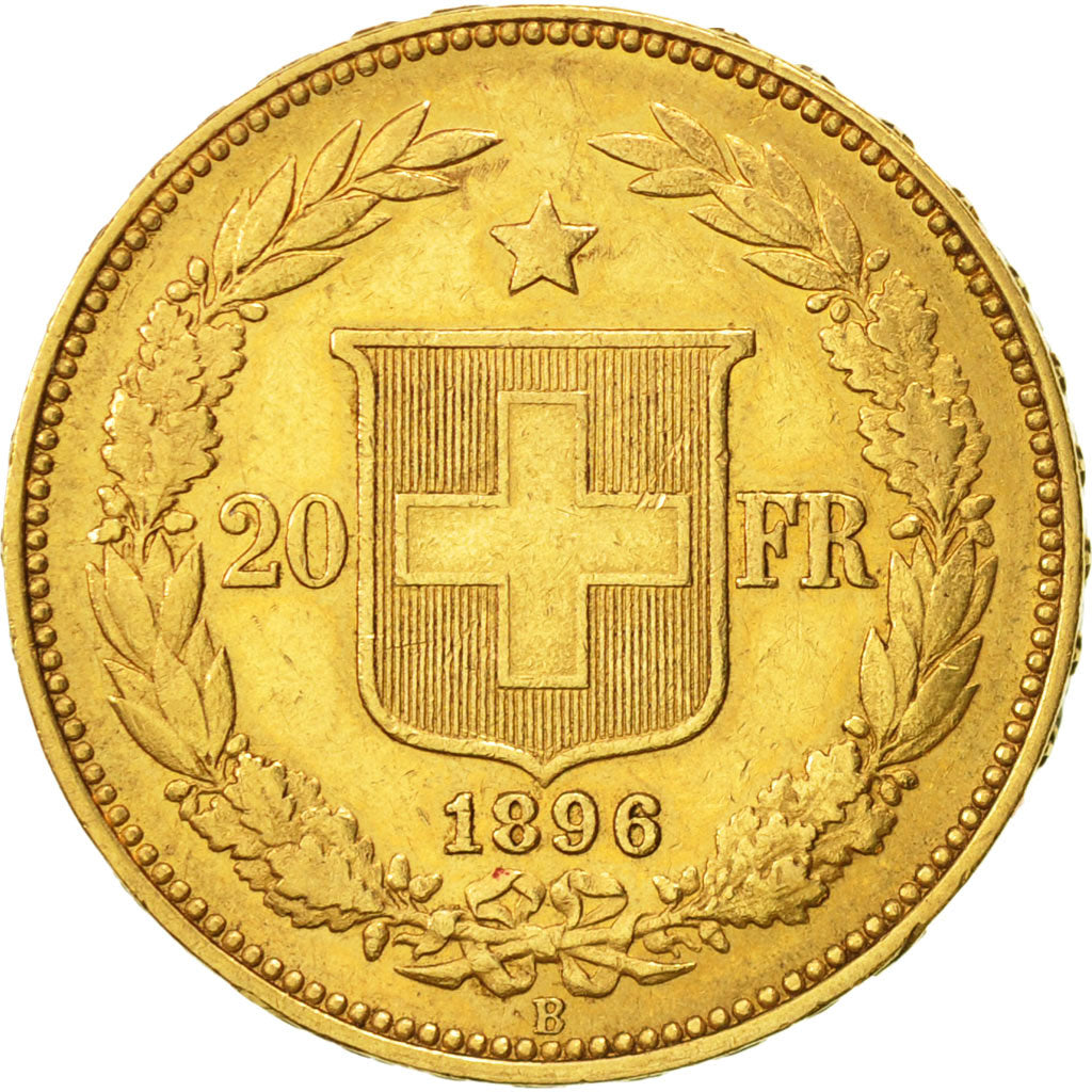 Svizzera, 20 Francs, 1896, Bern, BB+, Oro, KM:31.3