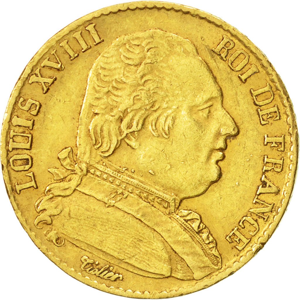 Coin, France, Louis XVIII, Louis XVIII, 20 Francs, 1814, Paris, EF(40-45), Gold
