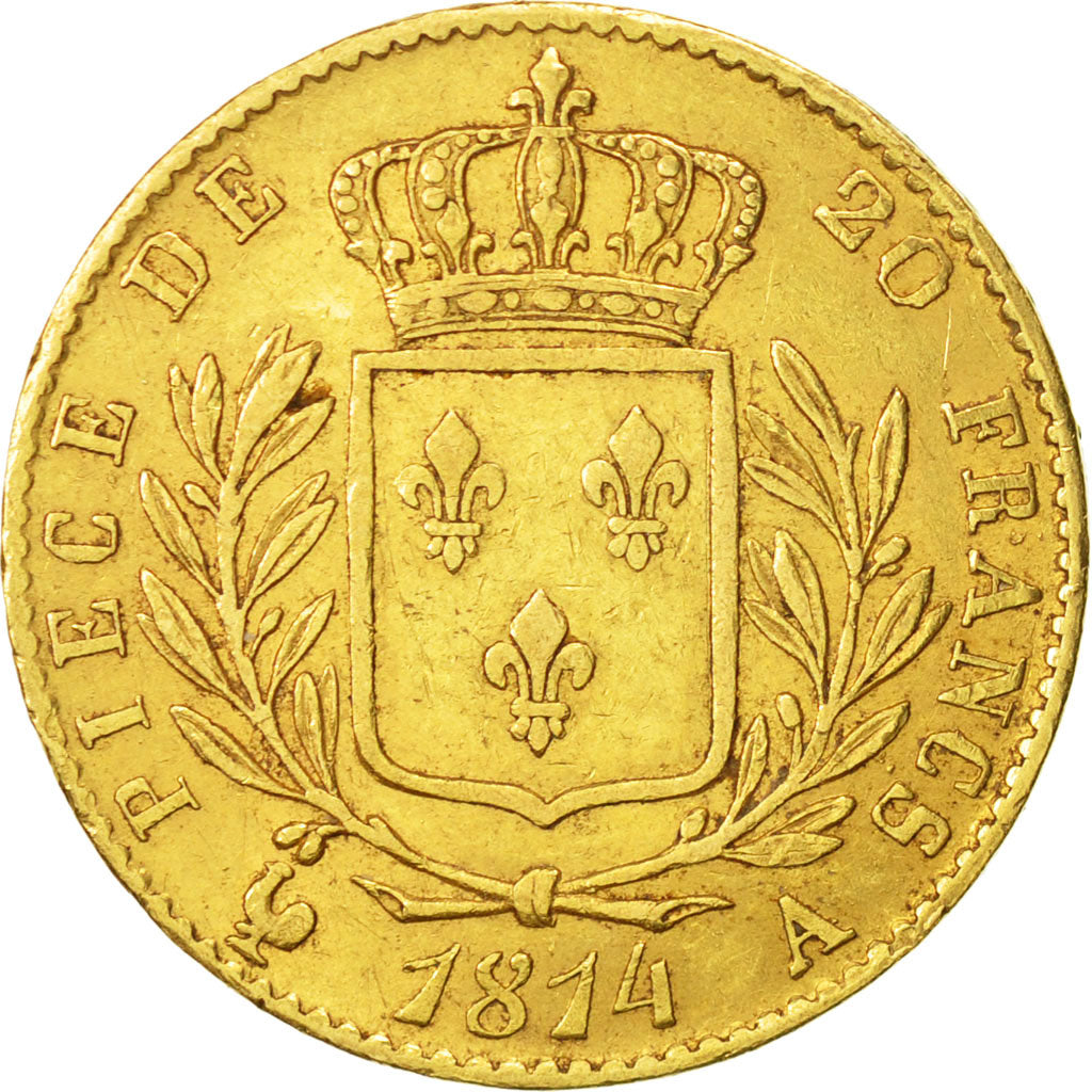 Coin, France, Louis XVIII, Louis XVIII, 20 Francs, 1814, Paris, EF(40-45), Gold