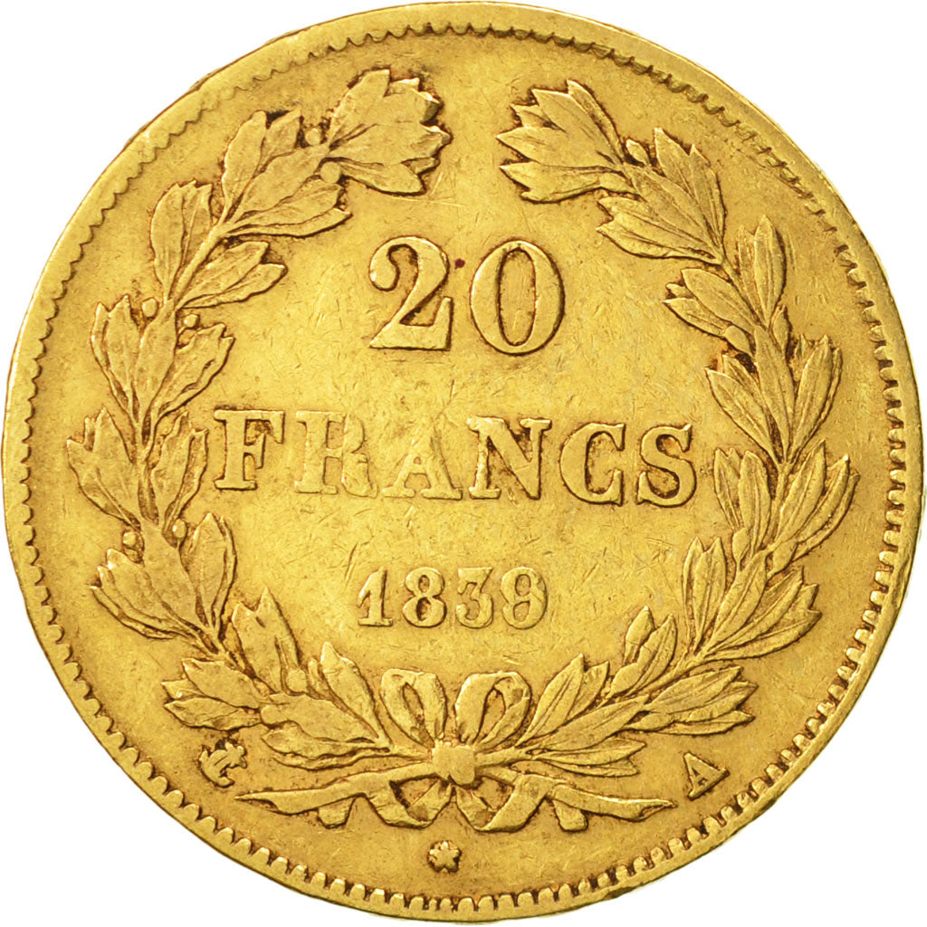 Coin, France, Louis-Philippe, 20 Francs, 1839, Paris, VF(30-35), Gold, KM:750.1