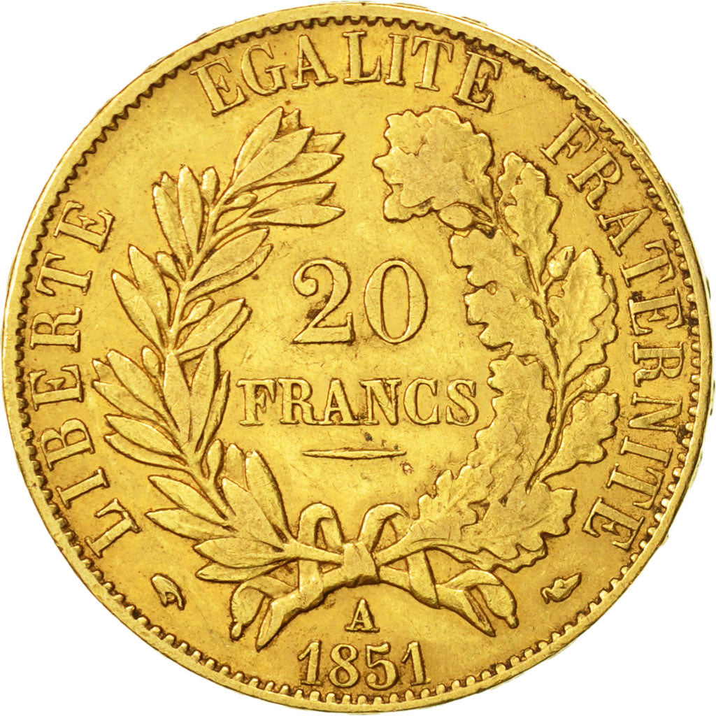France, Cérès, 20 Francs, 1851, Paris, EF(40-45), Gold, KM:762, Gadoury:1059