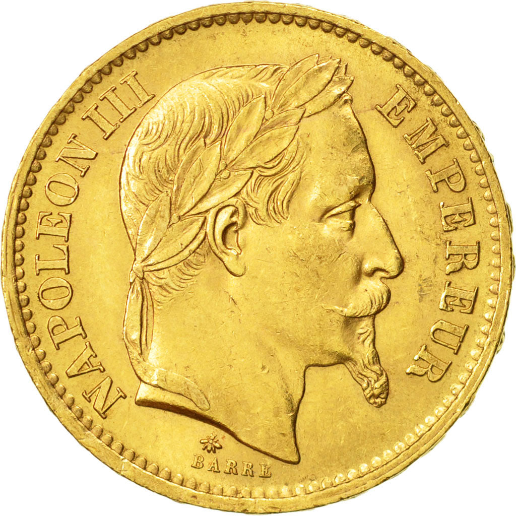 France, Napoleon III, 20 Francs, 1868,Paris, AU(50-53), Gold, KM 801.1,