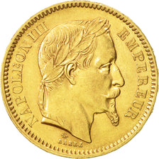 France, Napoleon III, 20 Francs, 1866, Paris, AU(50-53), Gold, KM 801.1