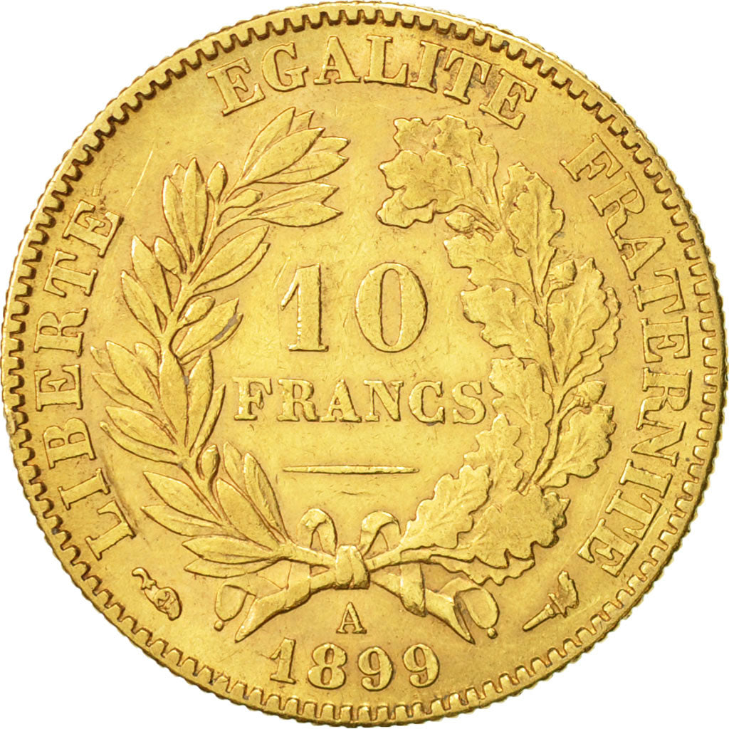 France, Cérès, 10 Francs, 1899, Paris, AU(50-53), Gold, KM:830, Gadoury:1016