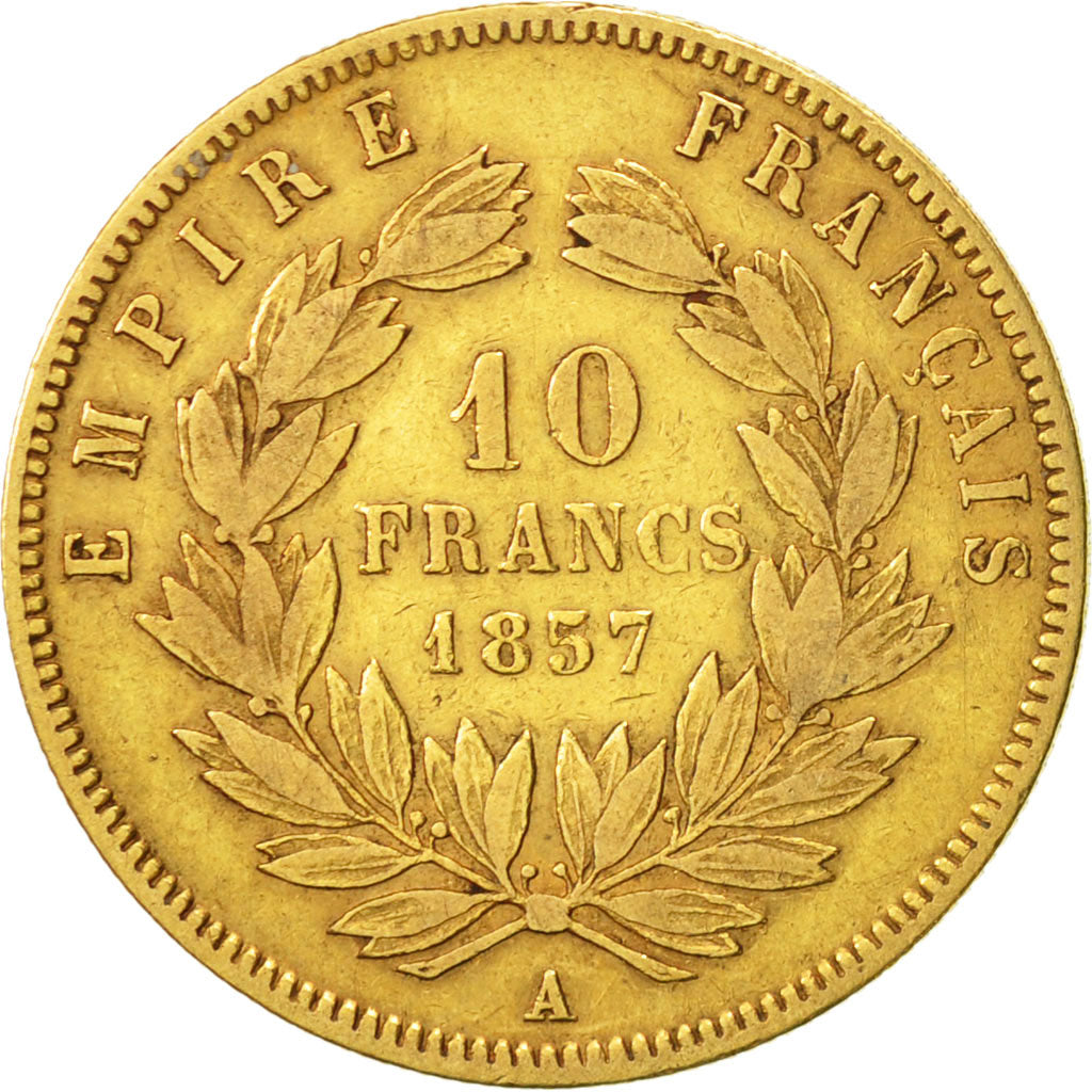 France, Napoleon III, 10 Francs, 1857, Paris, TB+, Or, KM:784.3, Gad 1014