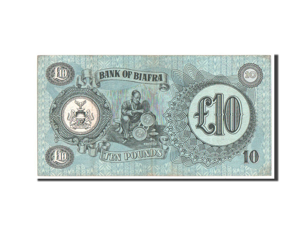 Biafra, 10 Pounds, 1968, KM #7a, AU(50-53), ZA