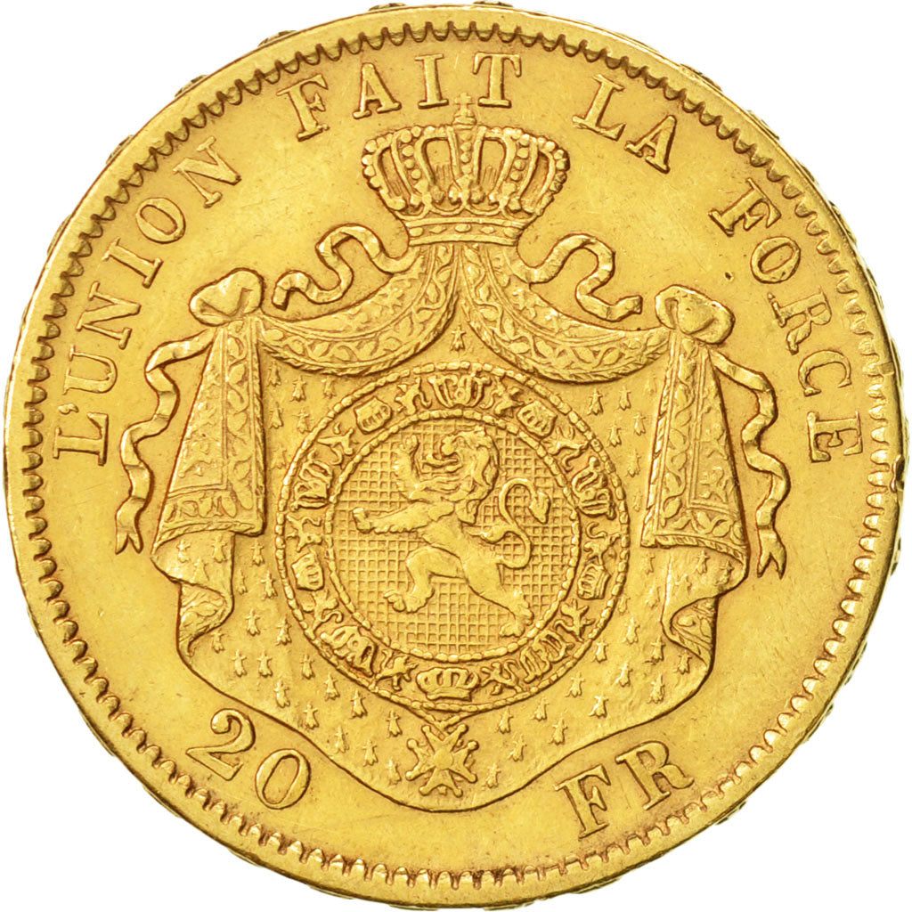Bélgica, Leopold II, 20 Francs, 20 Frank, 1870, MBC, Oro, KM:32