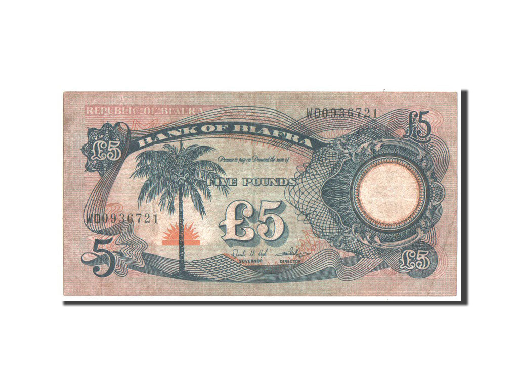 Biafra, 5 Pounds, 1968, KM #6a, EF(40-45), WD