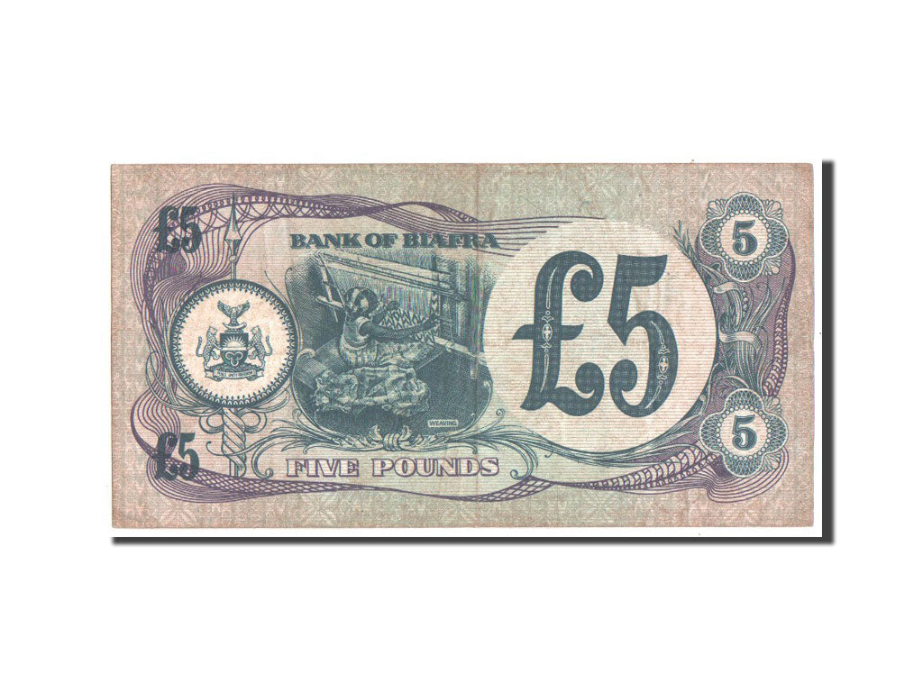 Biafra, 5 Pounds, 1968, KM #6a, EF(40-45), WD
