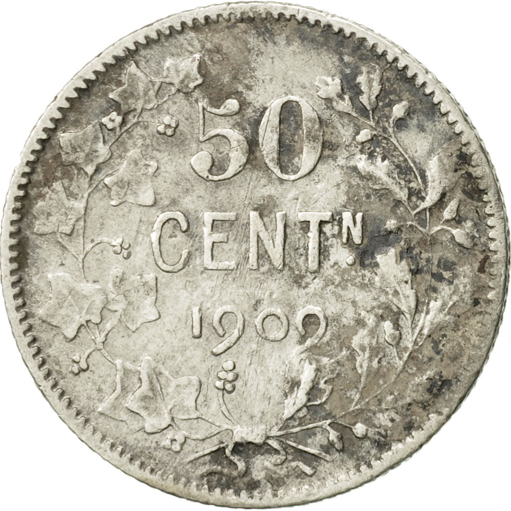 Belgium, 50 Centimes, 1909, VF(20-25), Silver, KM:61.1