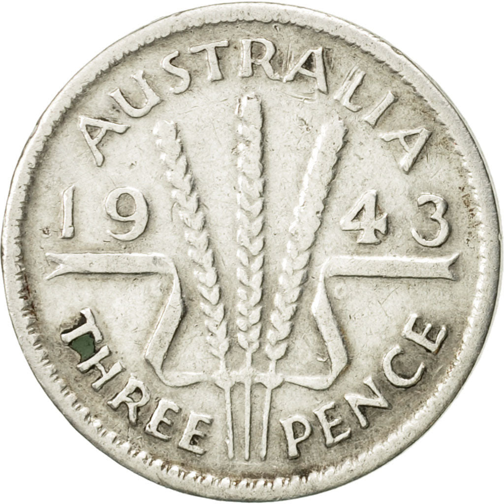 Australia, George VI, Threepence, 1943, EF(40-45), Silver, KM:37