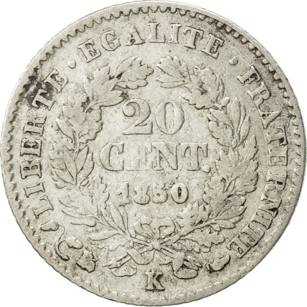Coin, France, Cérès, 20 Centimes, 1850, Bordeaux, VF(30-35), Silver, KM:758.3