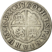 Spain, Charles III, 2 Réales, 1760, Madrid, VF(30-35), Silver, KM:388.1