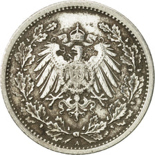 GERMANY - EMPIRE, 1/2 Mark, 1915, Berlin, VF(30-35), Silver, KM:17