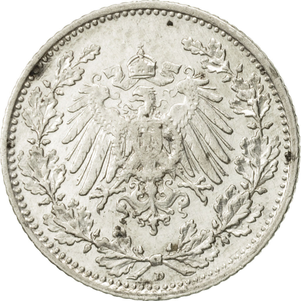 Coin, GERMANY - EMPIRE, 1/2 Mark, 1906, Munich, EF(40-45), Silver, KM:17