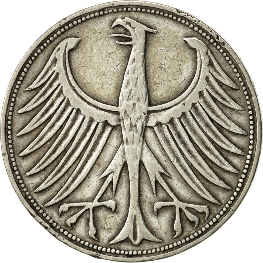 Moneta, GERMANIA - REPUBBLICA FEDERALE, 5 Mark, 1951, Stuttgart, BB, Argento