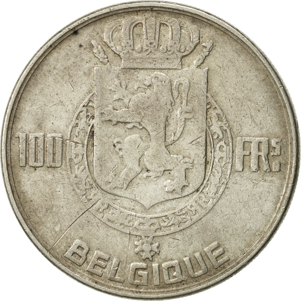 Belgium, 100 Francs, 100 Frank, 1950, EF(40-45), Silver, KM:138.2