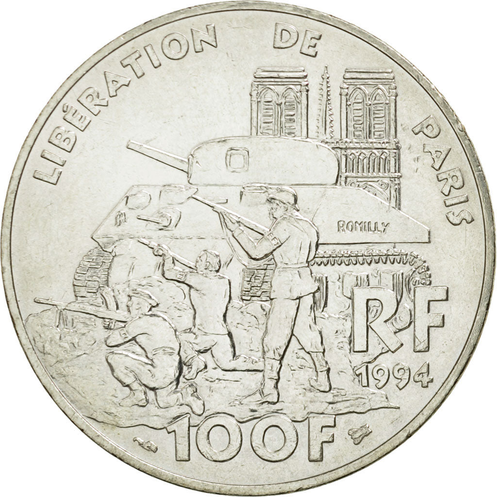 Münze, Frankreich, Libération de Paris, 100 Francs, 1994, SS+, Silber