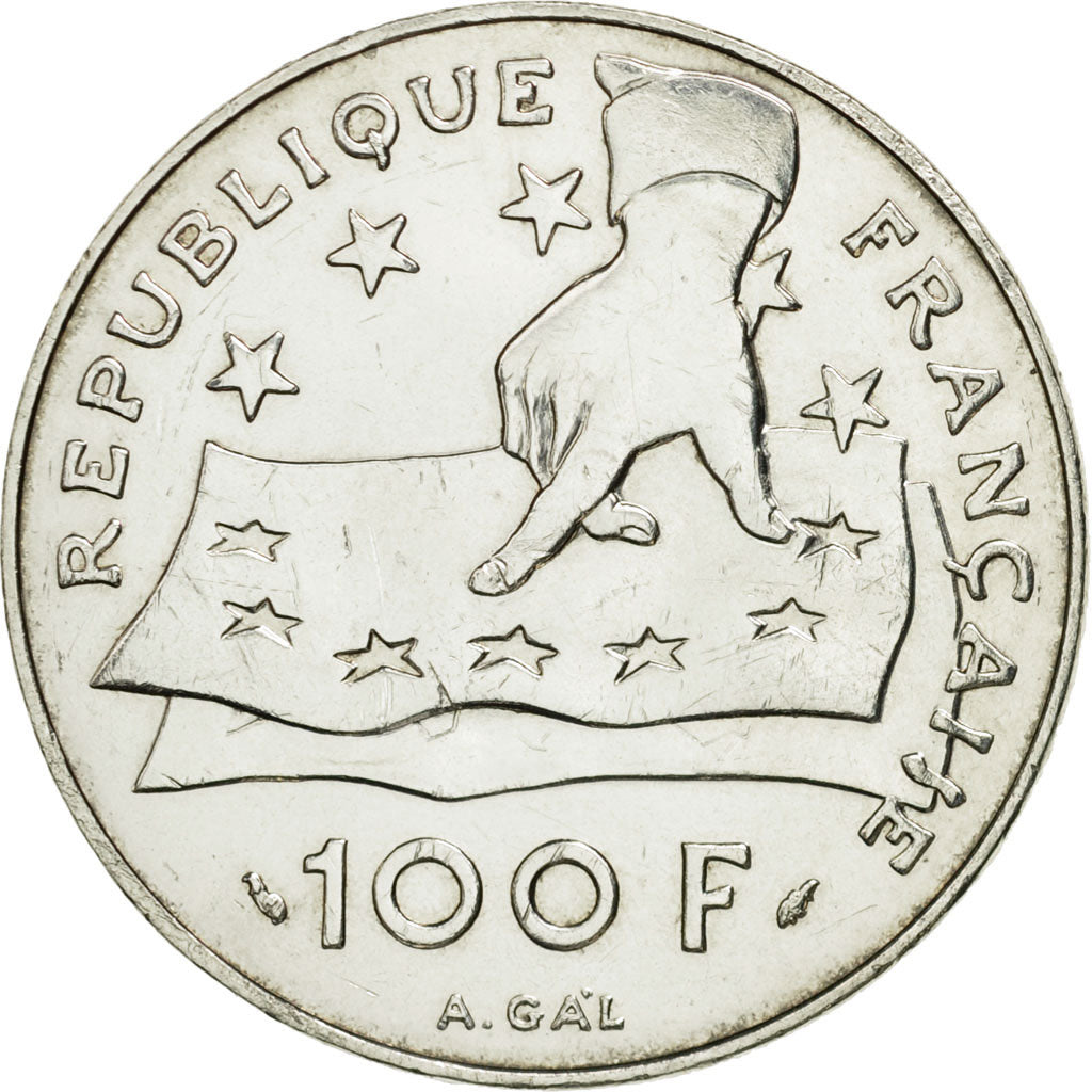 Frankreich, Descartes, 100 Francs, 1991, SS+, Silber, KM:996, Gadoury:906