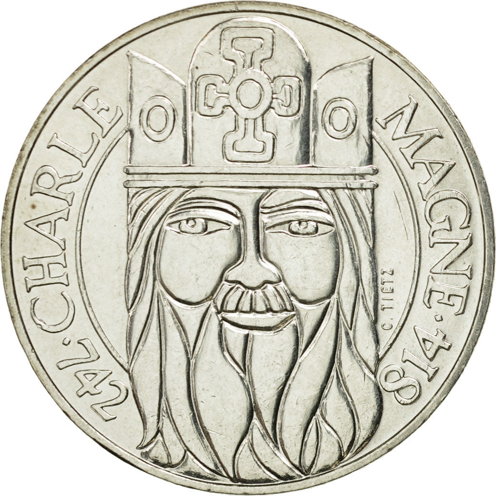 France, Charlemagne, 100 Francs, 1990, AU(50-53), Silver, KM:982, Gadoury:905