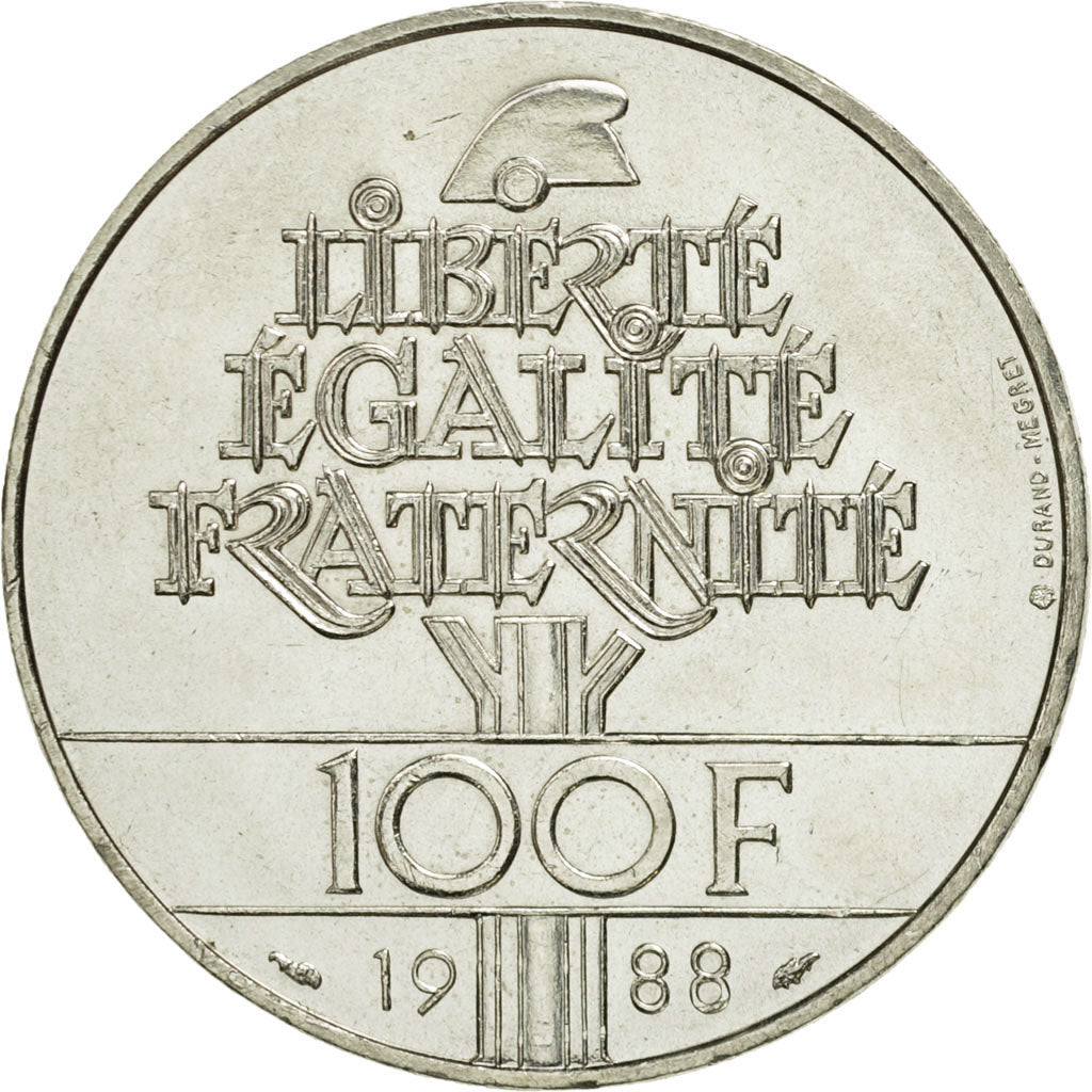 France, Fraternité, 100 Francs, 1988, AU(50-53), Silver, KM:966, Gadoury:903