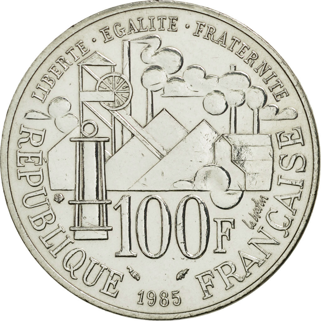 France, Germinal, 100 Francs, 1985, AU(50-53), Silver, KM:957, Gadoury:900