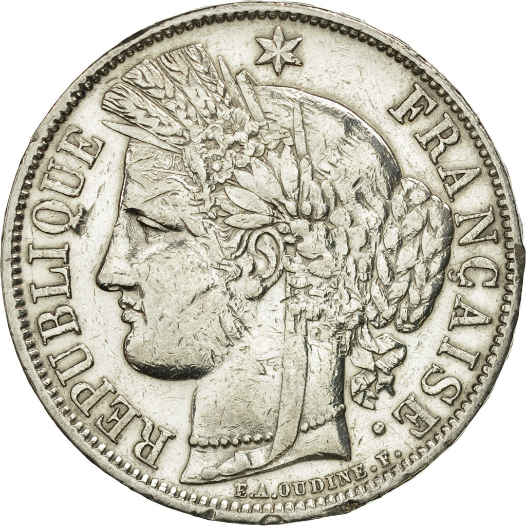 Francia, Cérès, 5 Francs, 1851, Paris, BC+, Plata, KM:761.1, Gadoury:719