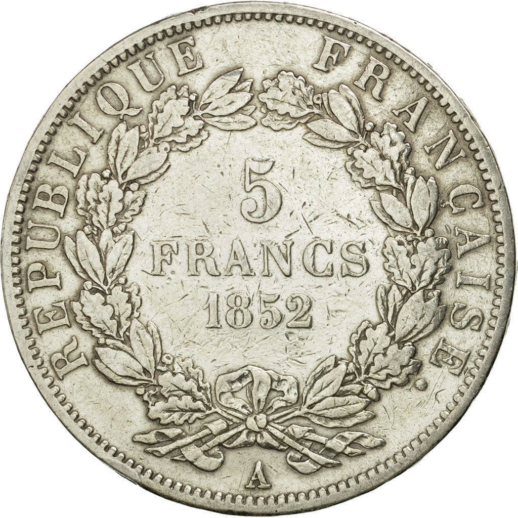 France, Napoléon III, 5 Francs, 1852, Paris, TB, Argent, KM:773.1, Gadoury:726