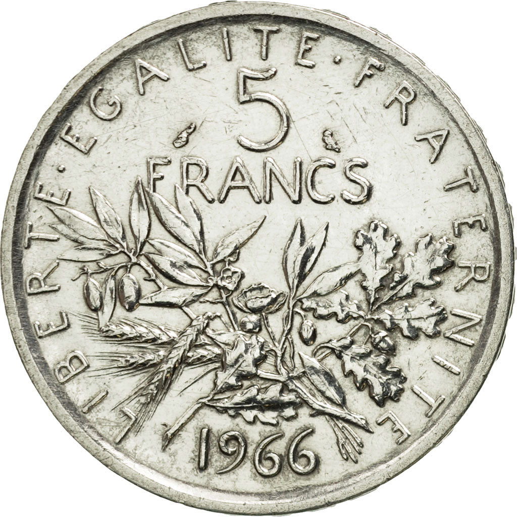 France, Semeuse, 5 Francs, 1966, AU(50-53), Silver, KM:926, Gadoury:770