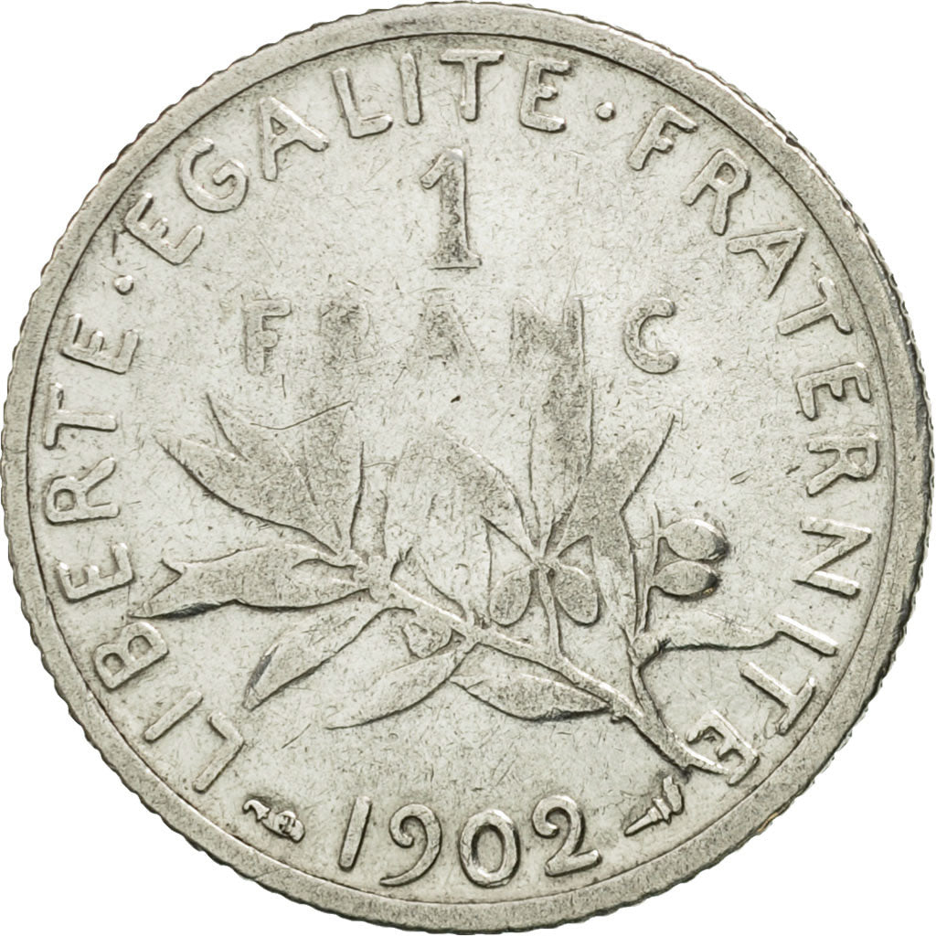 Coin, France, Semeuse, Franc, 1902, Paris, EF(40-45), Silver, KM:844.1