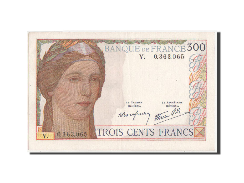 France, 300 Francs, 300 F 1938-1939, 1939, KM #87a, AU(55-58), Y, Fayette...