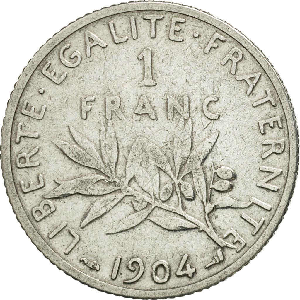 Coin, France, Semeuse, Franc, 1904, Paris, EF(40-45), Silver, KM:844.1