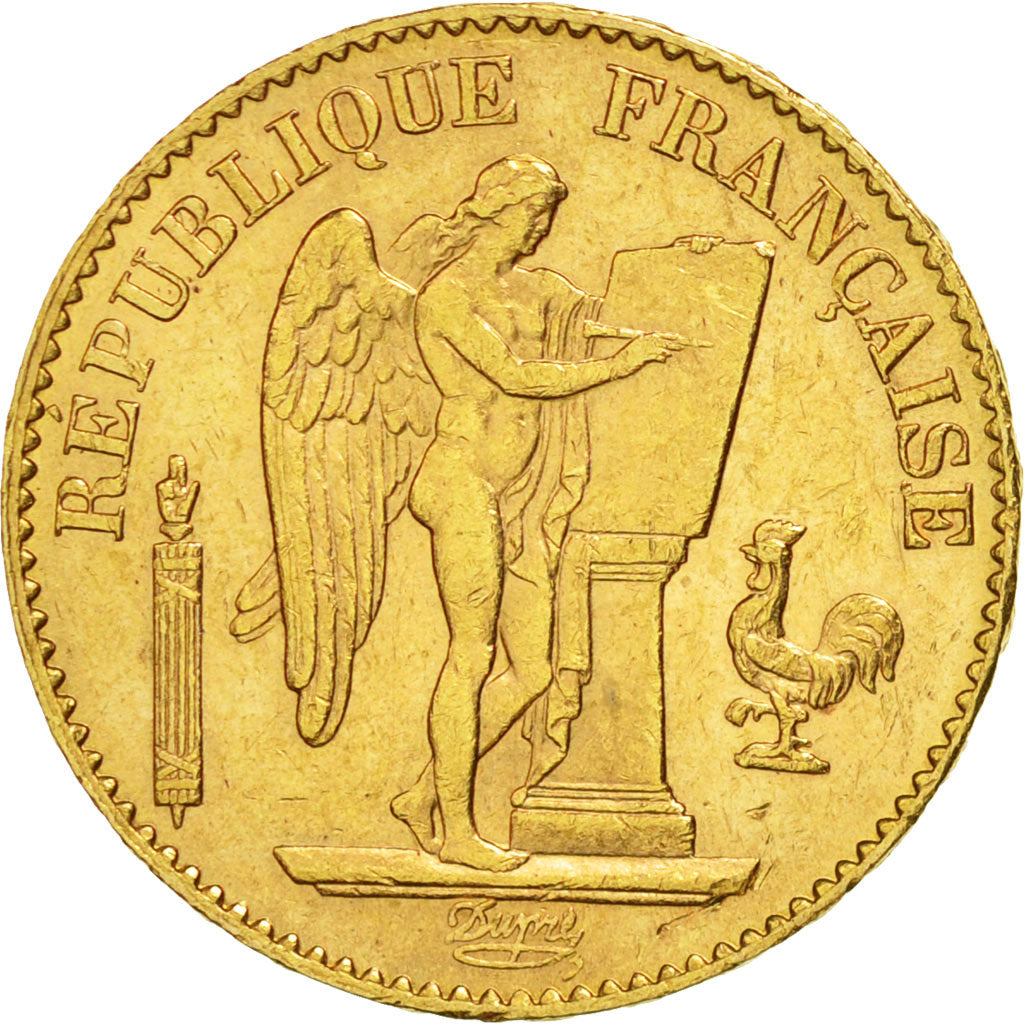 France, Génie, 20 Francs, 1889, Paris, AU(55-58), Gold, KM:825, Gadoury:1063