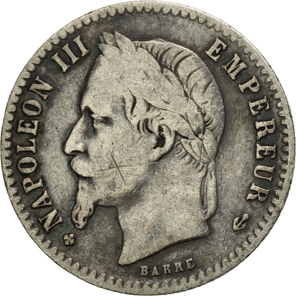 France, Napoleon III, 50 Centimes, 1867, Strasbourg, VF(30-35), KM 814.2