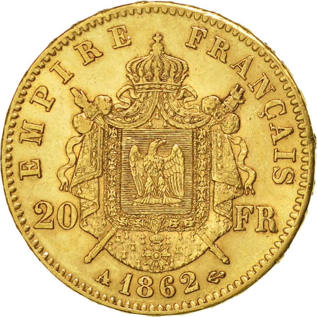 France, Napoleon III, 20 Francs, 1862, Paris, EF(40-45), Gold, KM 801.1