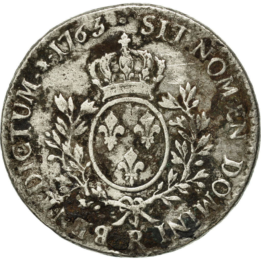 France, Louis XV, Ecu, 1763, Orléans, B+, Argent, KM:523.18, Gadoury:322