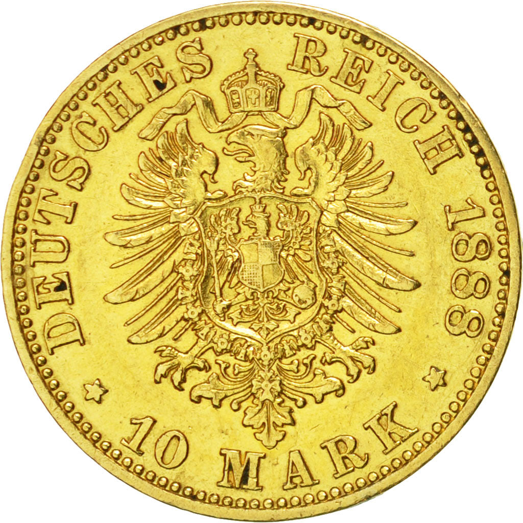 German States,PRUSSIA,Friedrich III,10 Mark,1888,Berlin,AU(50-53),Gold,KM 514