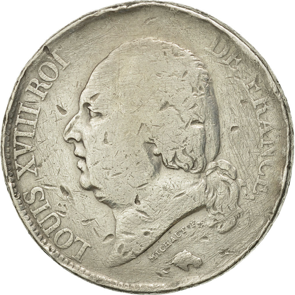 France, Louis XVIII, 5 Francs, 1822, Paris, F(12-15), Silver, KM 711.1