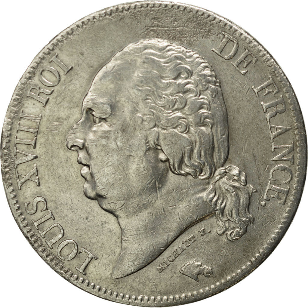 Moneta, Francia, Louis XVIII, Louis XVIII, 5 Francs, 1824, Paris, BB, Argento