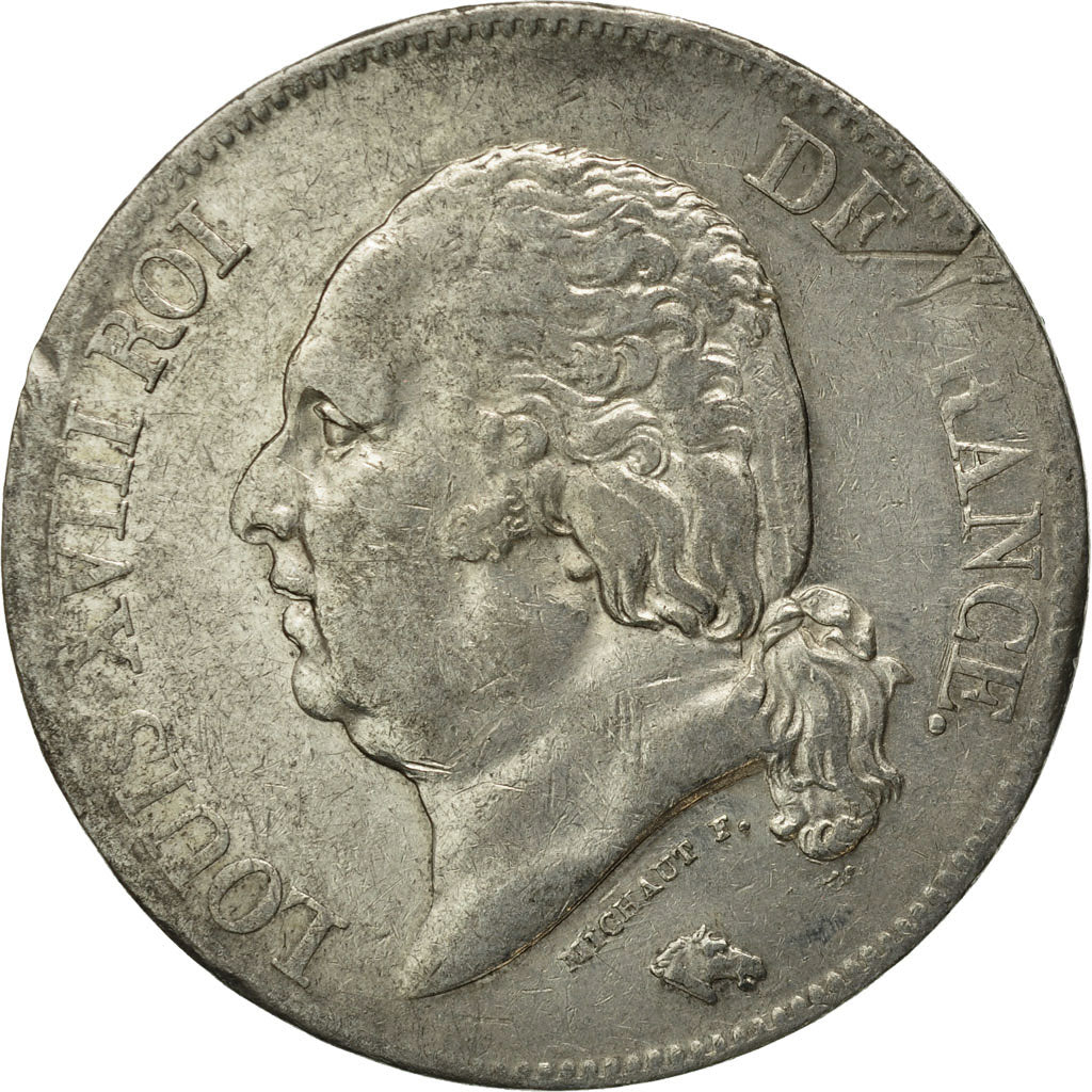 France, Louis XVIII, 5 Francs, 1821, Paris, EF(40-45), Silver, KM 711.1